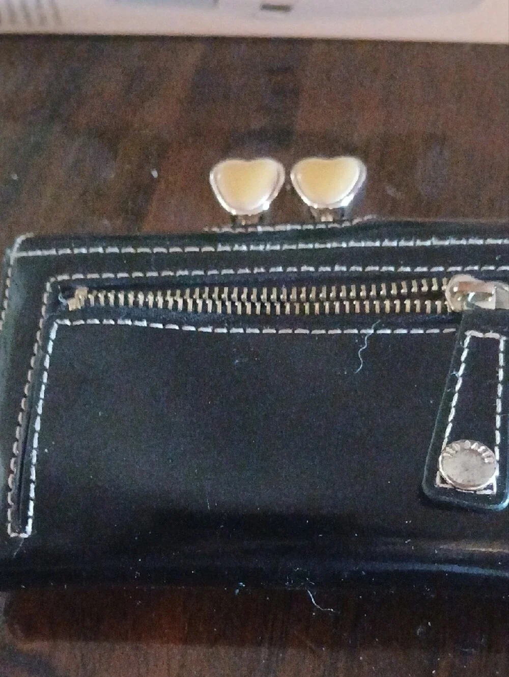 Ted Baker Black Pantent Leather Wallet with Heart Kiss-Lock Closure